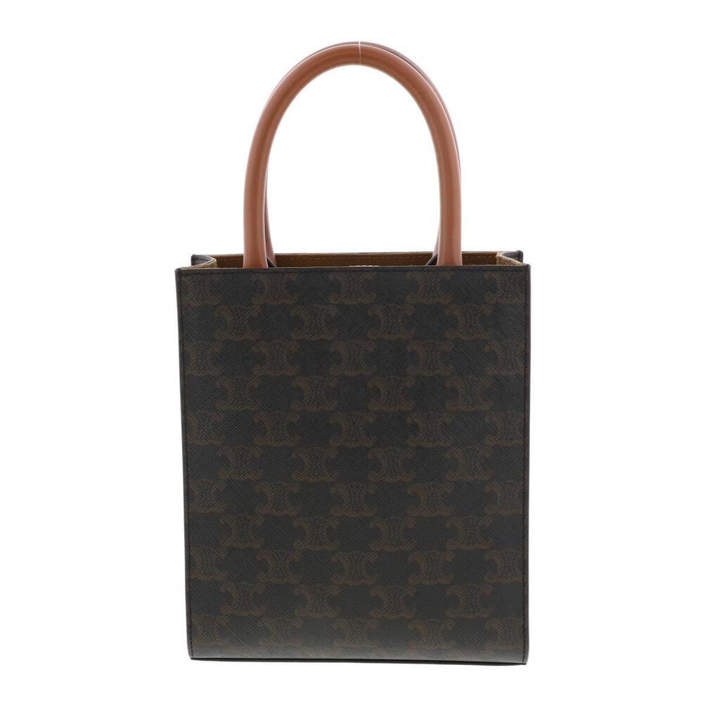 CELINE Vertical Triomphe Shoulder Bag Messenger Canvas Brown Leather - Picture 4 of 6